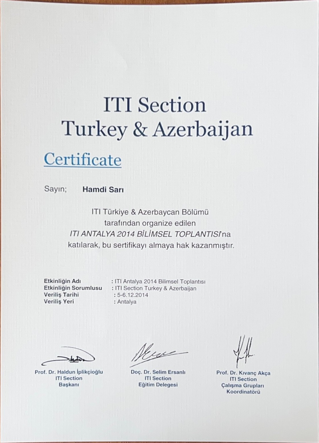ITI Antalya 2014 Bilimsel Toplantısı